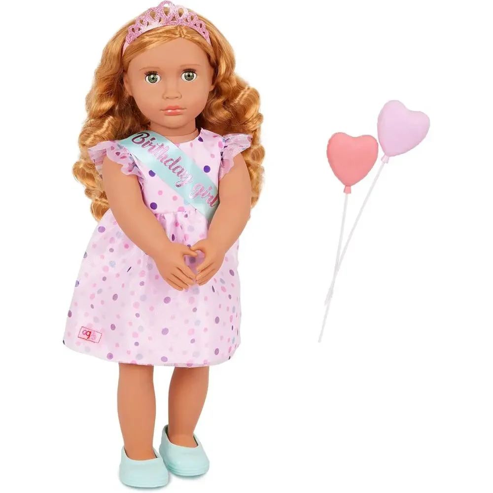 Our Generation Esme Birthday Doll Frilly Party Dress Heart Balloons NWT